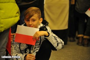 Chłopiec z flagą Polski