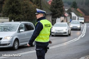 policjant ruchu drogowego podczas działań