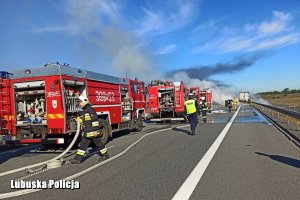 Wozy strażackie na drodze S3