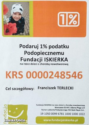 Plakat dotyczący zbiórki środków na chorego chłopca.