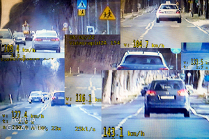 Zdjęcie - mozaika, przedstawiające nagrania z policyjnego wideorejestratora.