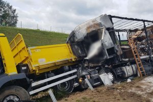 zderzenie dwóch ciężarówek