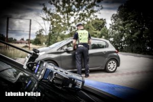 policjant kontroluje pojazd
