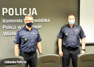 Komendant Wojewódzki Policji w Gorzowie Wielkopolskim wraz ze swoim Zastępcą