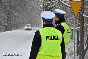 policjanci stoją na drodze