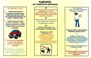 Ulotka Turysto, aby podróż była bezpieczna