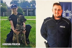 Policjantka z psem i policjant