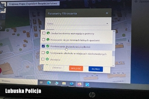 Widok na ekran monitora komputerowego z Mapą Zagrożeń Bezpieczeństwa