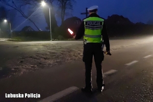 policjant zatrzymuje pojazd do kontroli