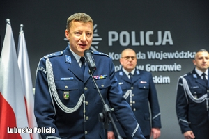 Przemawia  Zastępca Komendanta Wojewódzkiego Policji w Gorzowie Wielkopolskim