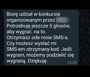 Treść wiadomości o oszustwie