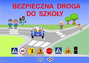 Grafika informująca o drodze do szkoły