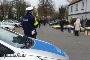 policjant obserwuje ruch na drodze