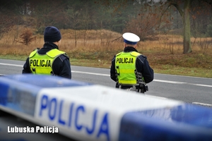 policjanci obserwują ruch na drodze