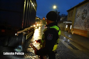 Policjant podczas kontroli stanu trzeźwości kierujących