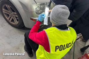 policjant prowadzi oględziny pojazdu