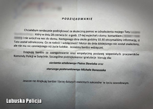 Podziękowania przesłane dla policjantów