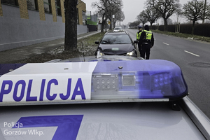 Policjanci w trakcie kontroli drogowej