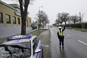 Policjanci w trakcie kontroli drogowej