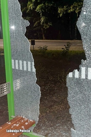 Wybita szyba na przystanku autobusowym