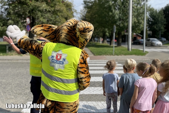 dzieci uczą się korzystać z drogi