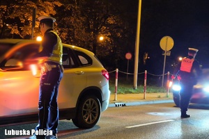 Policjant sprawdza trzeźwość kierującego
