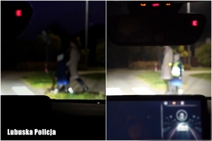 połączone zdjęcia dziewczynki i jej mamy z użyciem i bez odblasków na drodze
