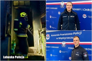 łączone zdjęcia strażaka i policjantów