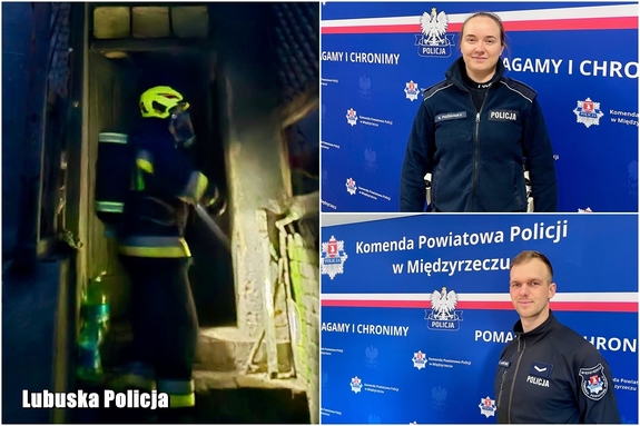 łączone zdjęcia strażaka i policjantów