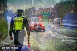 policjant stoi przy drodze