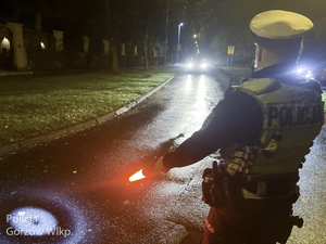 policjant zatrzymuje samochód do kontroli