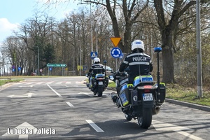 policjanci jada na motocyklach