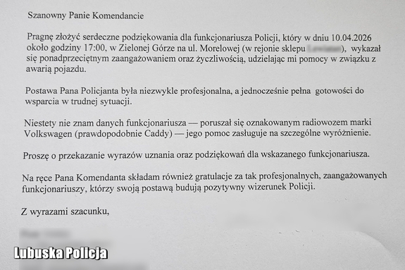 treść podziękowań