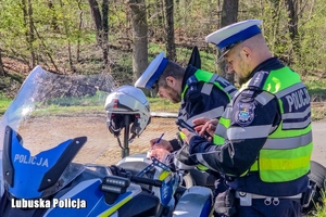 policjant kontroluje dokumenty