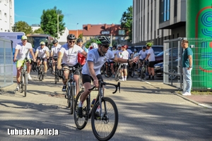 rowerzyści jadą po drodze