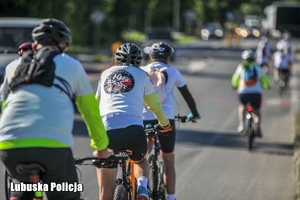 rowerzyści jadą po drodze