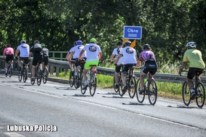 rowerzyści jadą po drodze