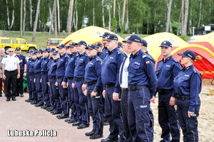 Policjant stoją w szeregu